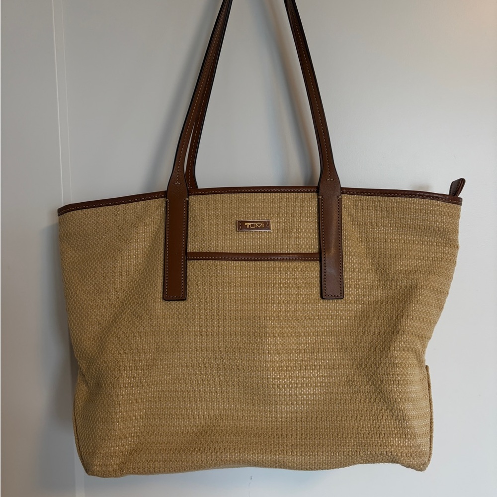 Tumi Tan Tote with Brown Straps